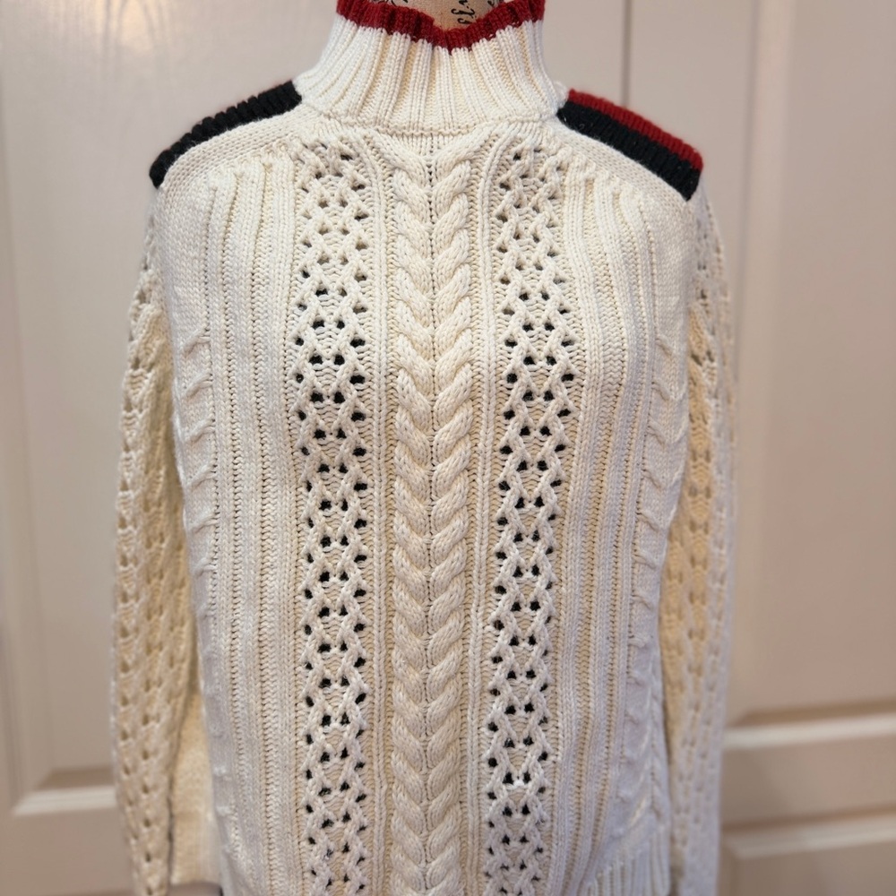 John + Jenn Cream and Black Turtleneck Sweater